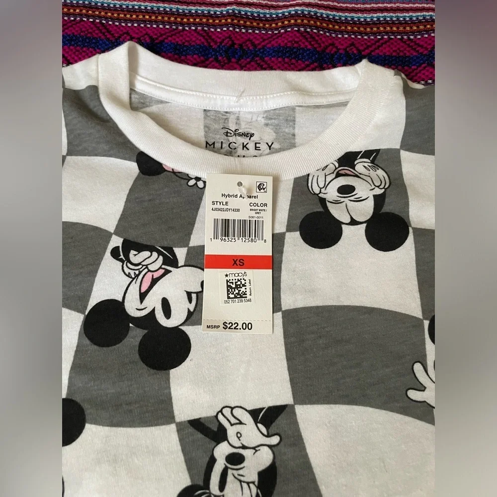 Disney Mickey Mouse Gray and White Checkered Tee - Picture 8 of 10